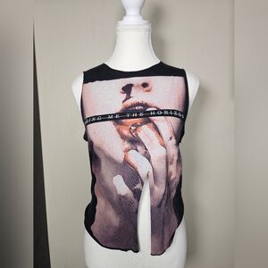 Bring Me The Horizon Cut Band Rock Lips Black Tank Top Womens Size Small